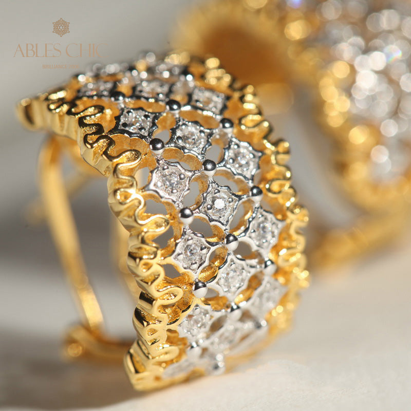 Boucles d'Oreilles Nid d'Abeille Dentelle Aérée 5011