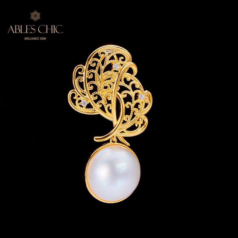 Pendentif feuille en filigrane de perles Mabe 5820