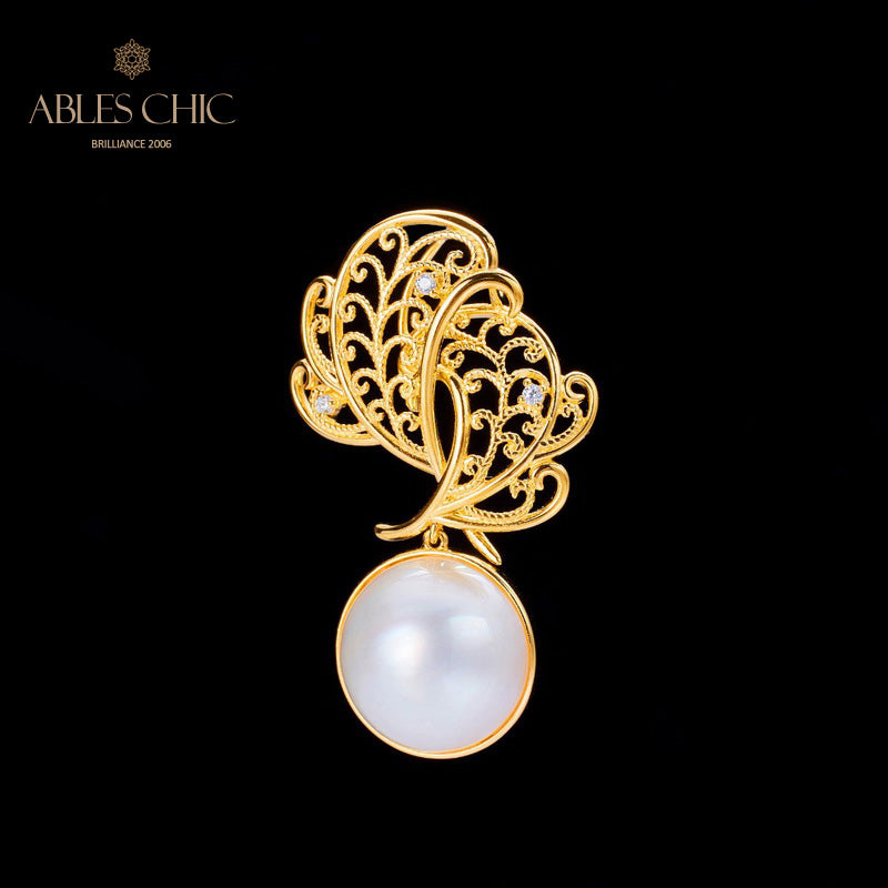 Pendentif feuille en filigrane de perles Mabe 5820