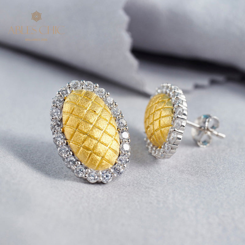 Boucles d'oreilles halo ovale soyeux 5832