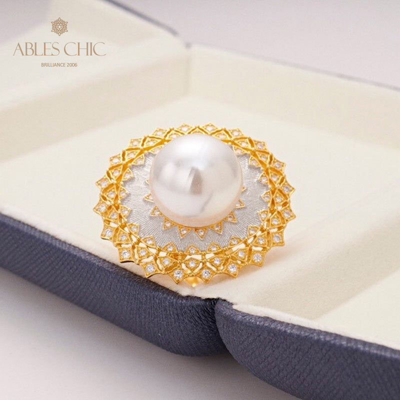 Bague ajourée en perles de coquillage 5732