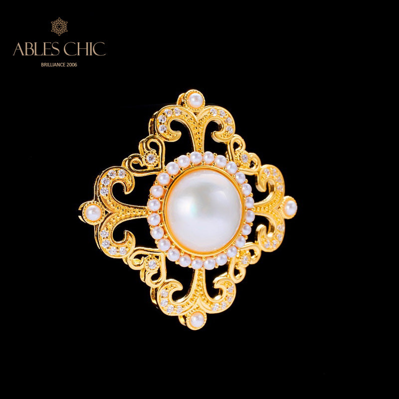 Pendentif halo en filigrane de perles Mabe 5821