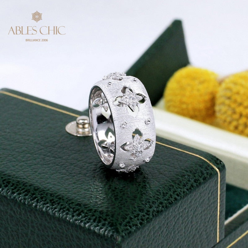 Bague florale trèfles soyeux CZ 5571