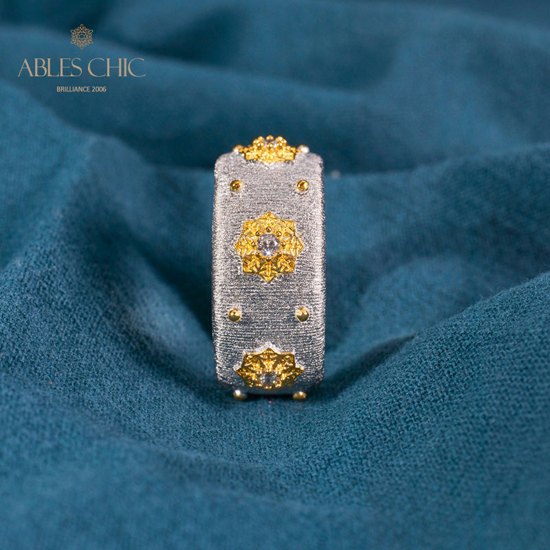 Bague Ouverte Soyeuse Fleurs Étoilées 6374
