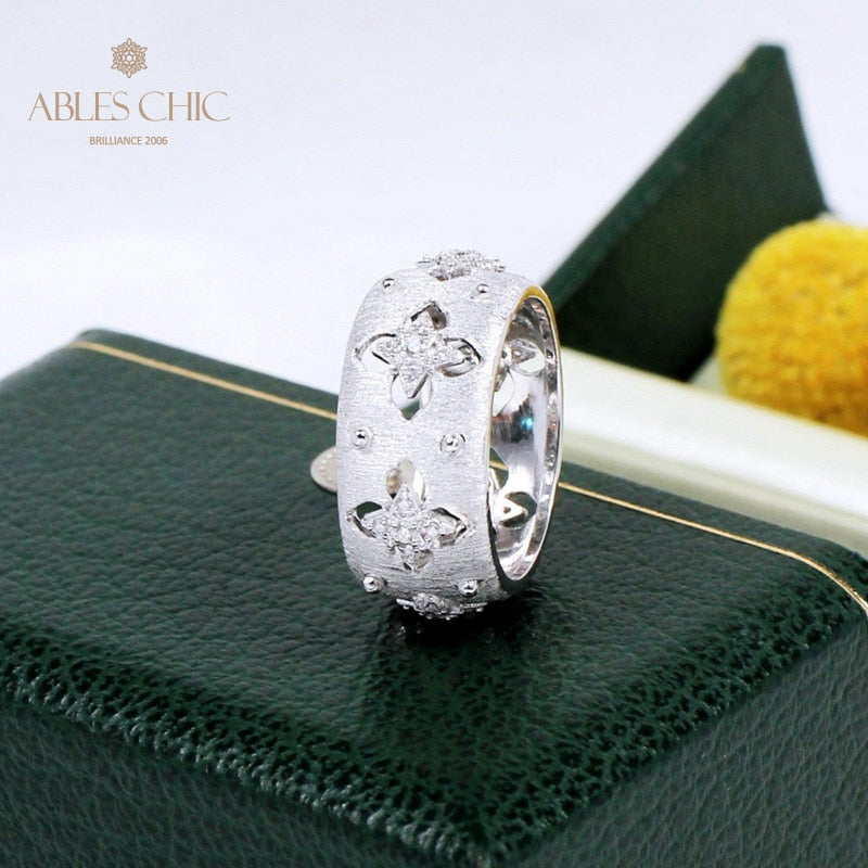 Bague florale trèfles soyeux CZ 5571