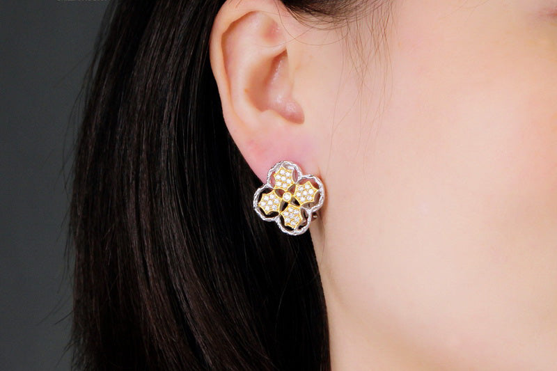Boucles d'oreilles à tige florales prune 5407