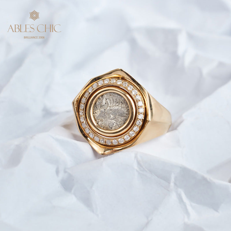 Bague pièce de monnaie lion rugissant