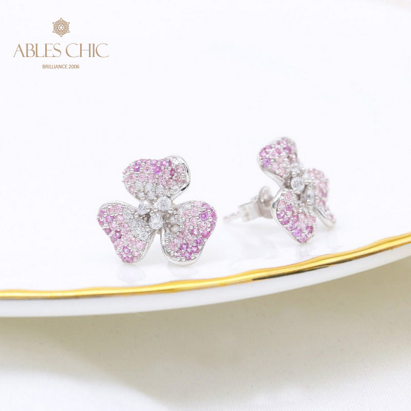 Boucles D'oreilles Florales Pétales Pavés 5541