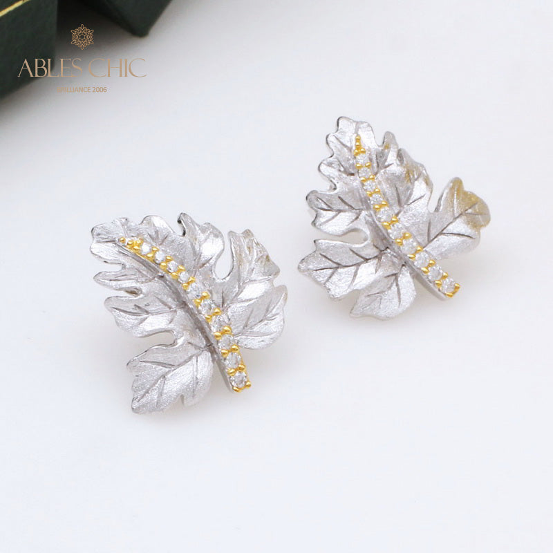 Boucles d'oreilles brossées feuille d'érable 5141