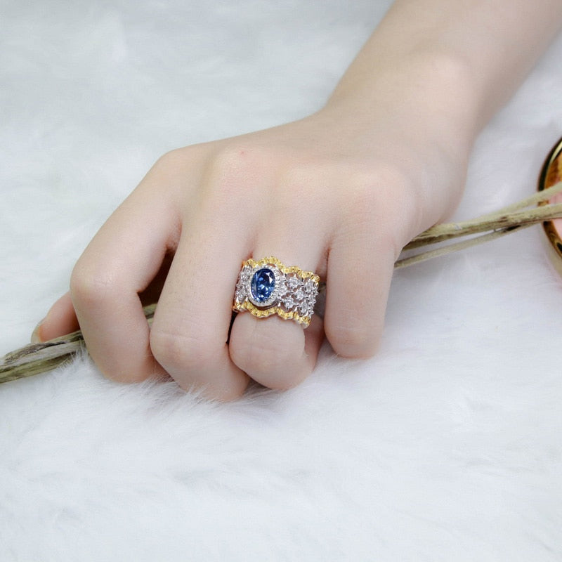 Bague florale en dentelle saphir 5032