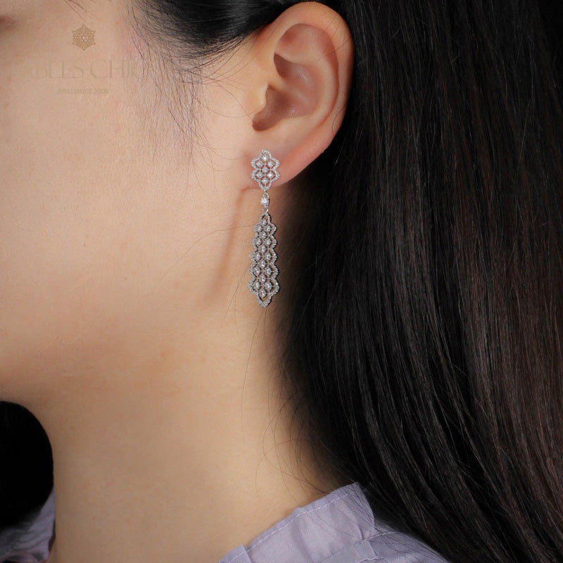 Boucles d'oreilles chandelier en dentelle ajourée 5010