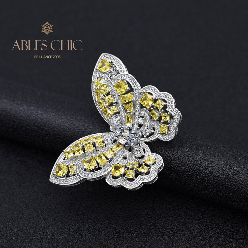 Bague de déclaration papillon citrine R1115