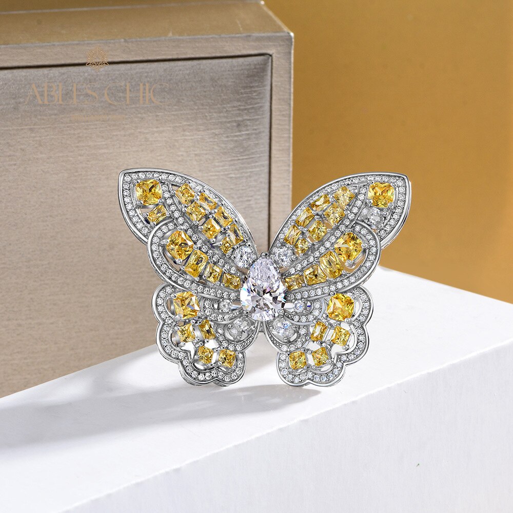 Bague de déclaration papillon citrine R1115