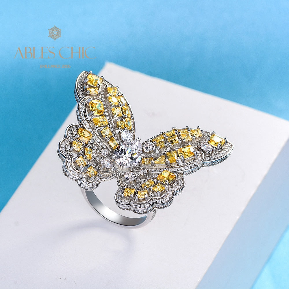 Bague de déclaration papillon citrine R1115
