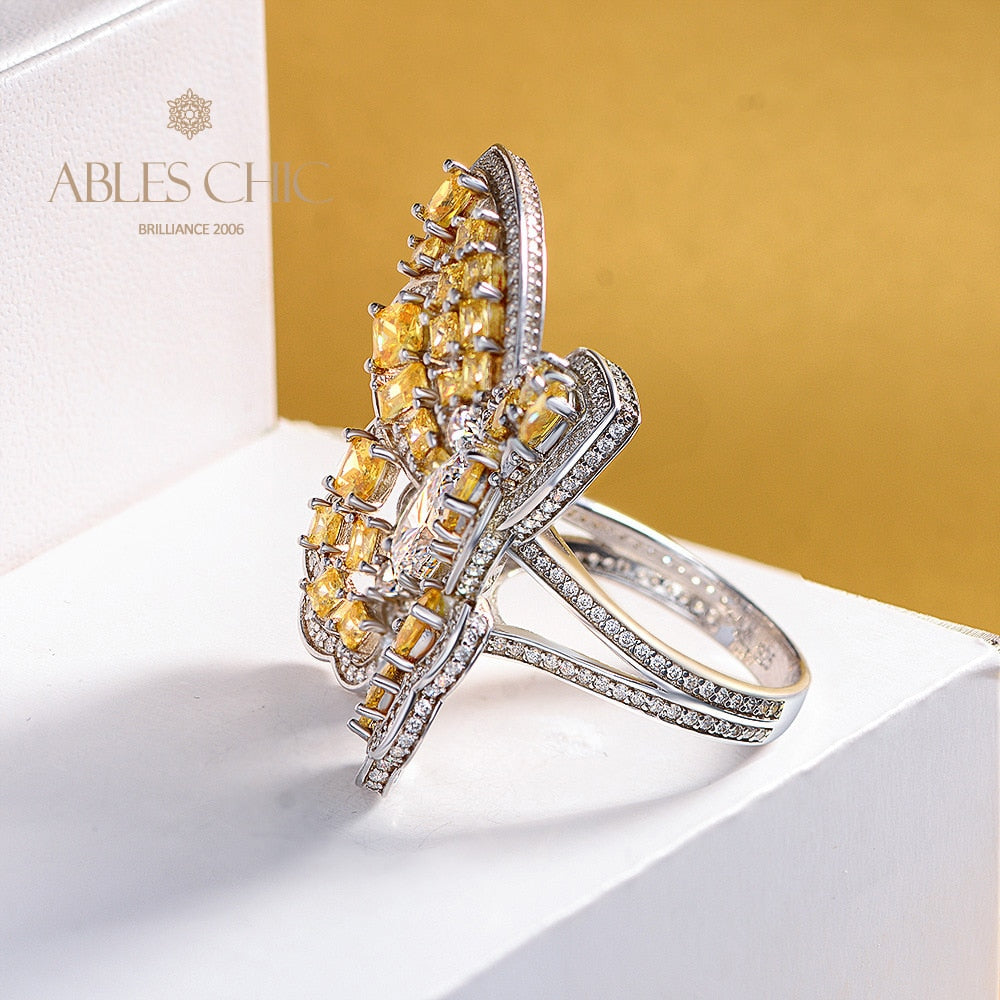 Bague de déclaration papillon citrine R1115
