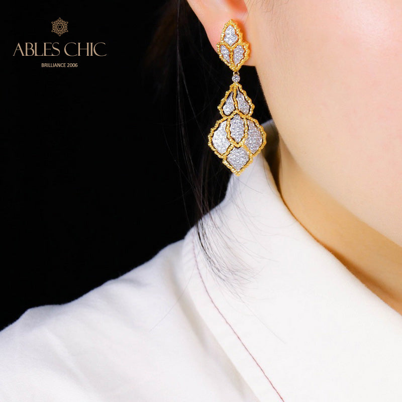 Boucles d'oreilles florales en nid d'abeille 5166