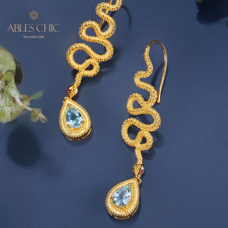 Boucles d'oreilles Topaze Serpent Crawlers 6049