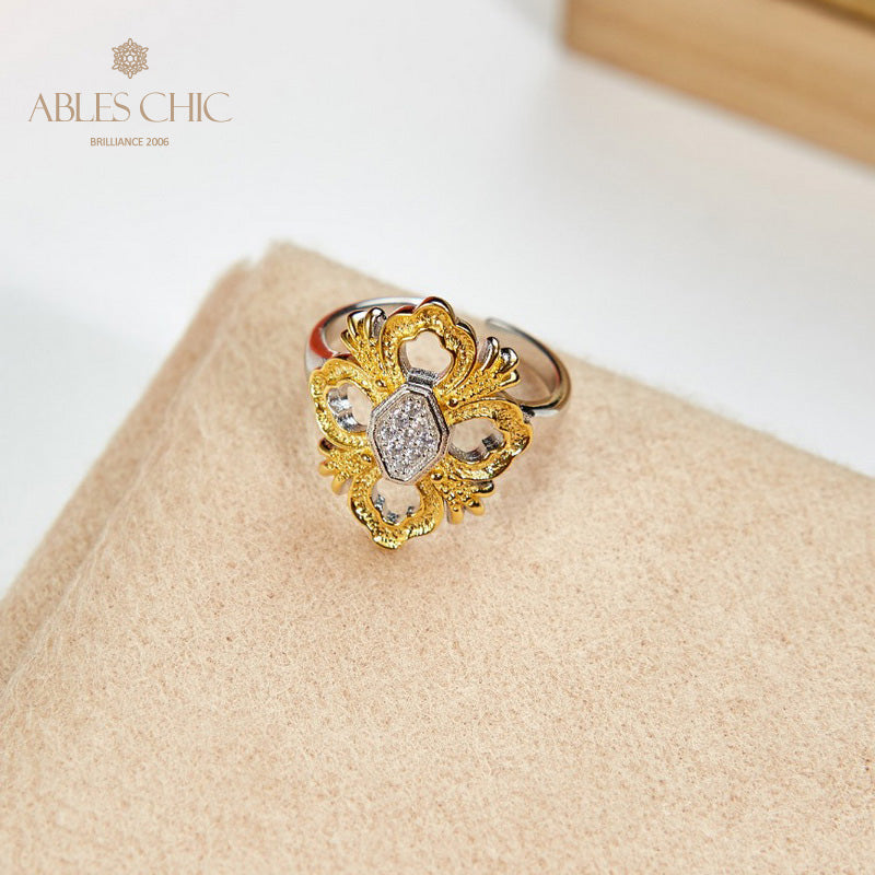 Bague en filigrane de trèfle emblématique 6051
