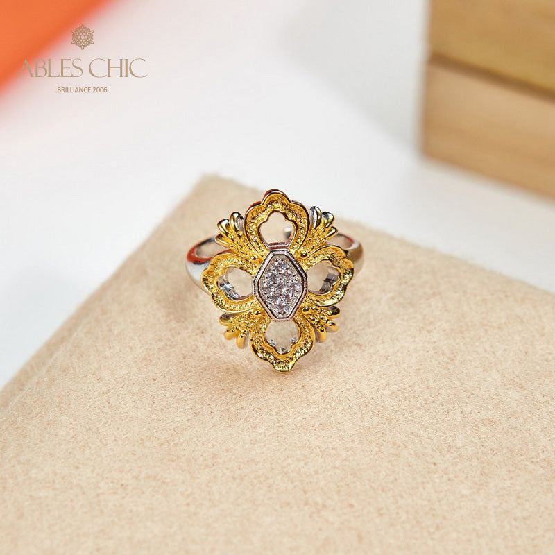 Bague en filigrane de trèfle emblématique 6051