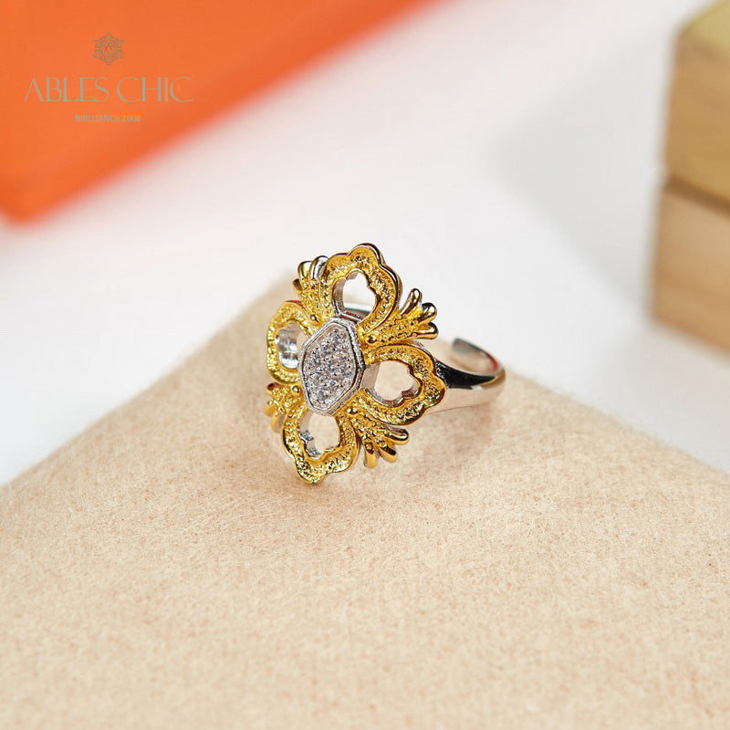 Bague en filigrane de trèfle emblématique 6051