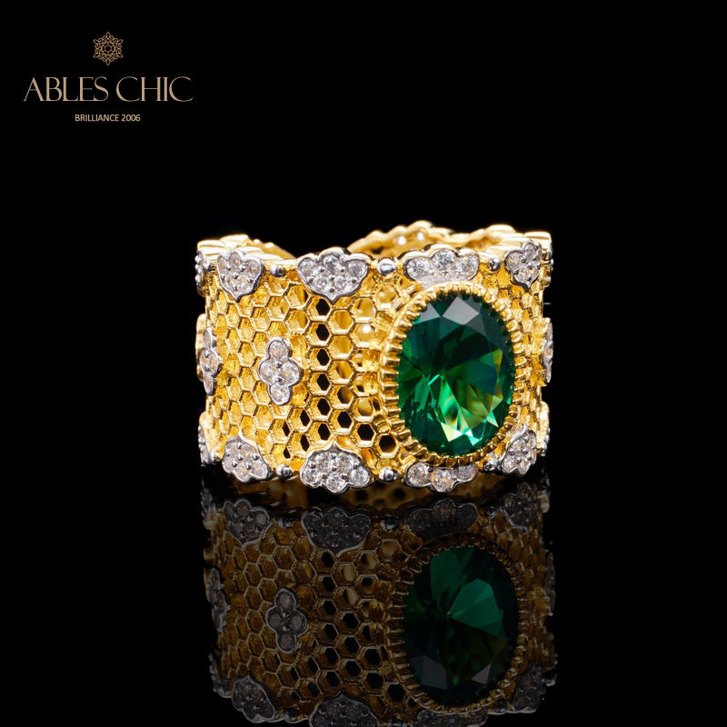 Bague florale en nid d'abeille en dentelle 6069
