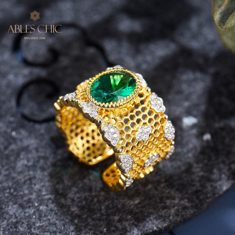 Bague florale en nid d'abeille en dentelle 6069