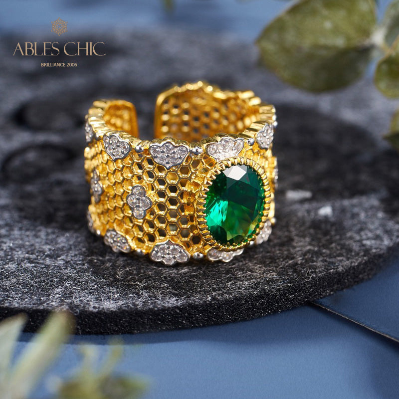Bague florale en nid d'abeille en dentelle 6069
