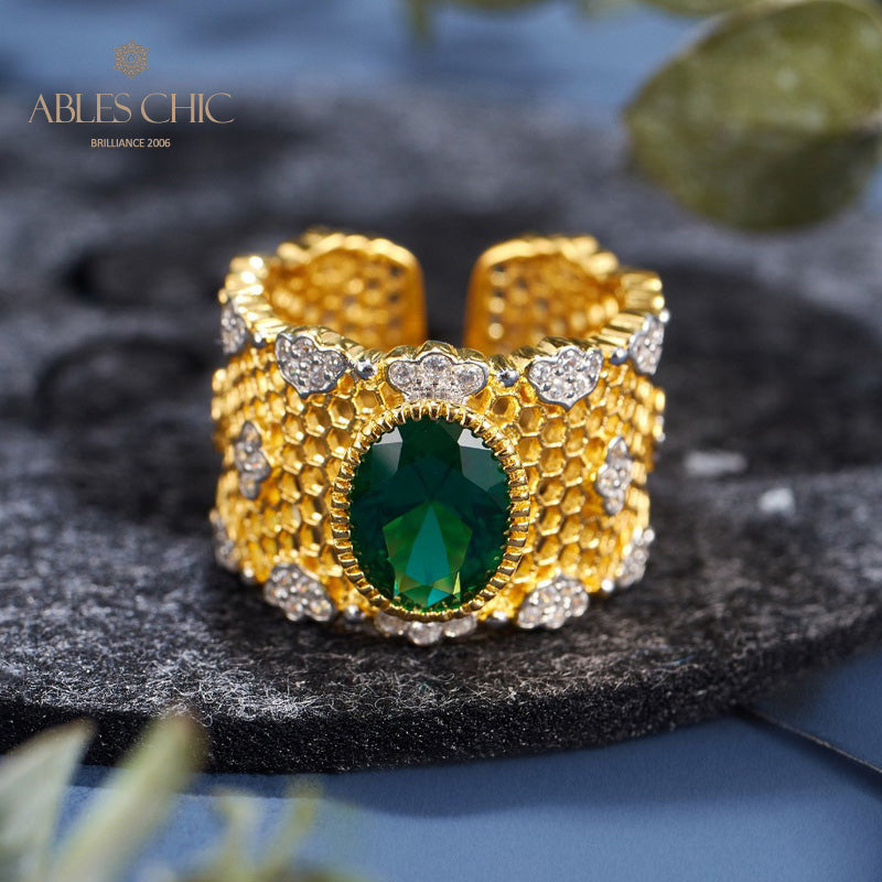 Bague florale en nid d'abeille en dentelle 6069