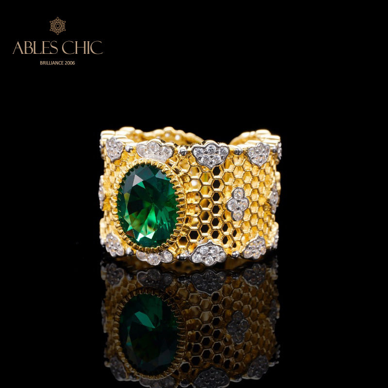 Bague florale en nid d'abeille en dentelle 6069