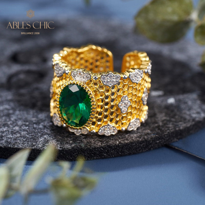Bague florale en nid d'abeille en dentelle 6069