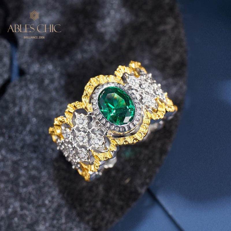 Bague florale en dentelle émeraude 6071
