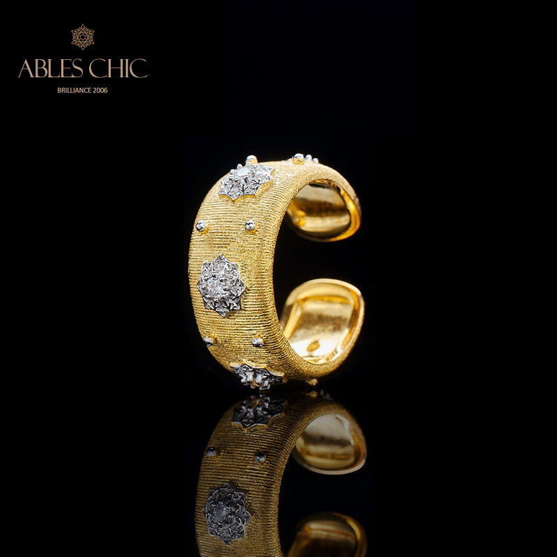 Bague Ouverte Soyeuse Fleurs Étoilées 6374