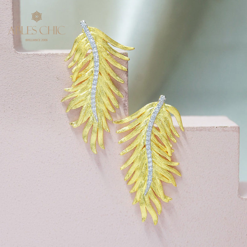 Boucles d'oreilles feuille de cyprès soyeuse 5960