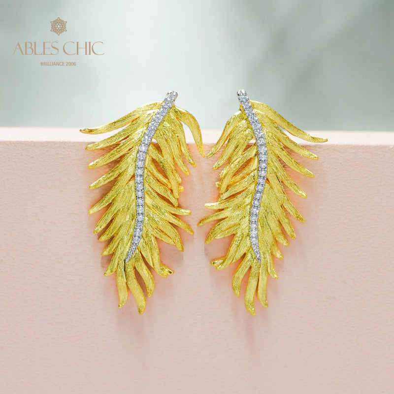 Boucles d'oreilles feuille de cyprès soyeuse 5960