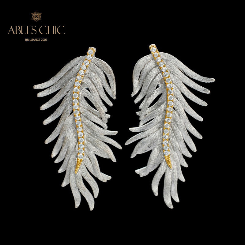 Boucles d'oreilles feuille de cyprès soyeuse 5960