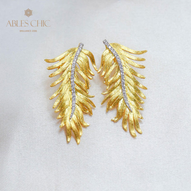 Boucles d'oreilles feuille de cyprès soyeuse 5960