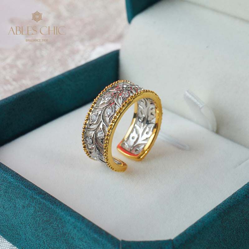 Bague ouverte florale bouton de rose 5992