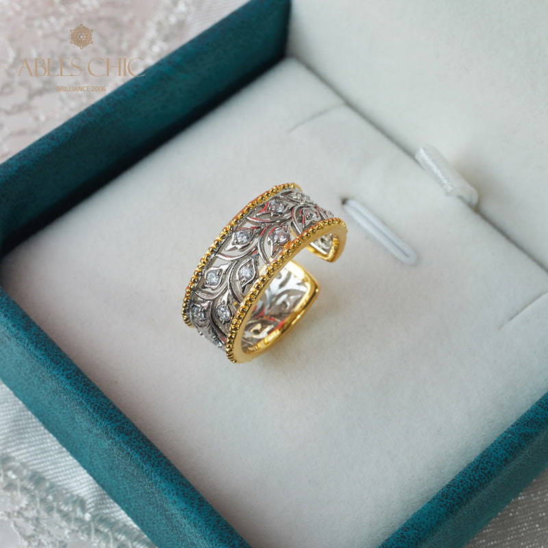 Bague ouverte florale bouton de rose 5992
