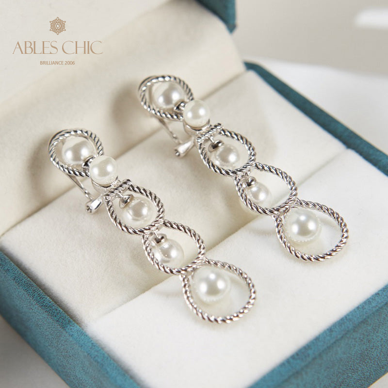 Boucles d'oreilles lustre en perles et chaîne en corde, 6136