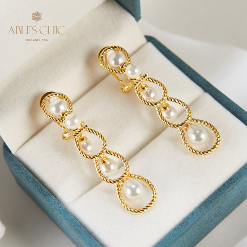 Boucles d'oreilles lustre en perles et chaîne en corde, 6136