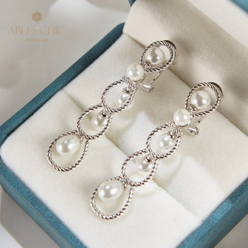 Boucles d'oreilles lustre en perles et chaîne en corde, 6136