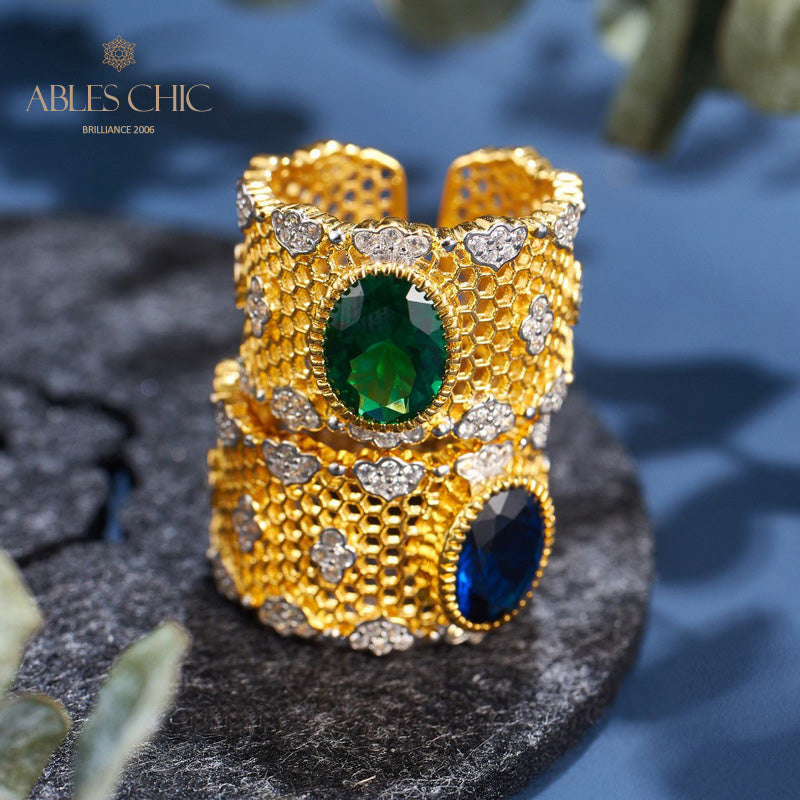 Bague florale en nid d'abeille en dentelle 6068