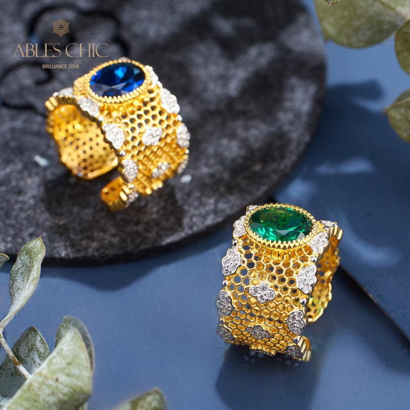 Bague florale en nid d'abeille en dentelle 6068