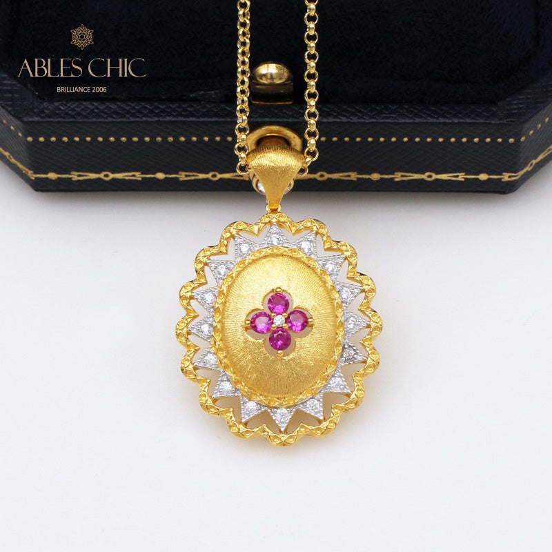 Pendentif Gemme Fleur Soyeuse 5419