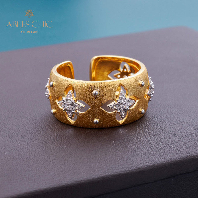 Bague florale trèfles soyeux CZ 5719
