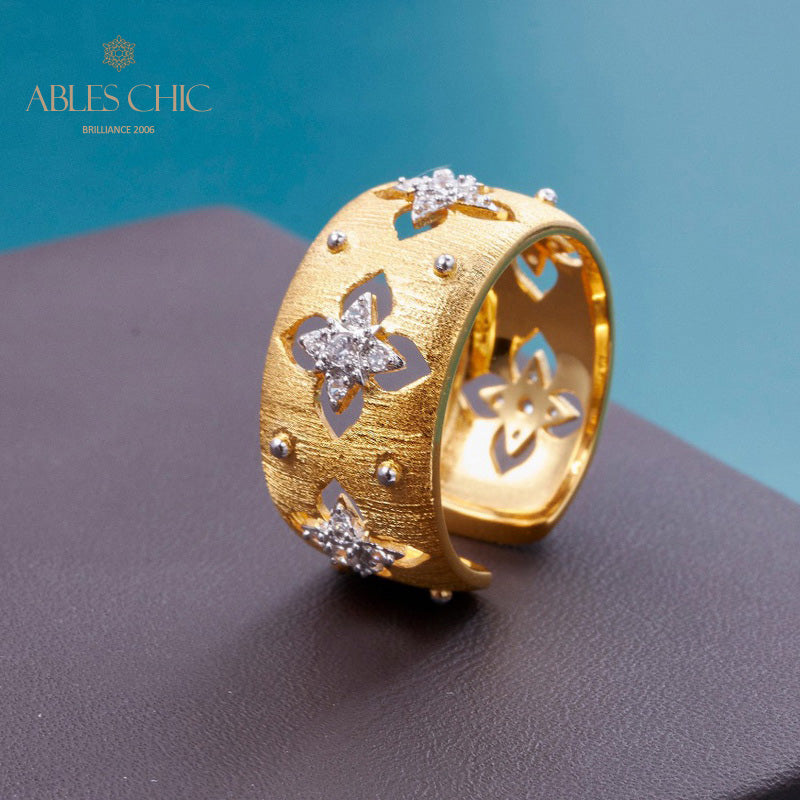 Bague florale trèfles soyeux CZ 5719