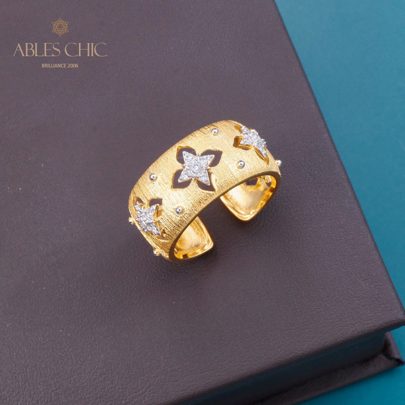 Bague florale trèfles soyeux CZ 5719