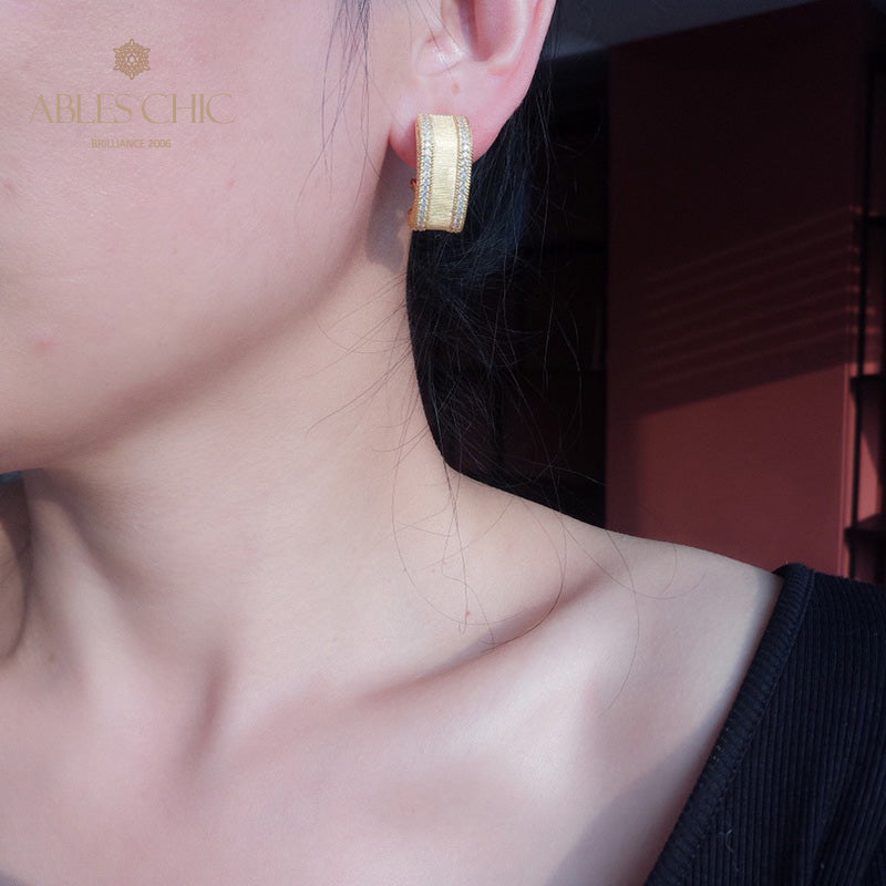 Boucles d'oreilles géométrie motif soie 6139