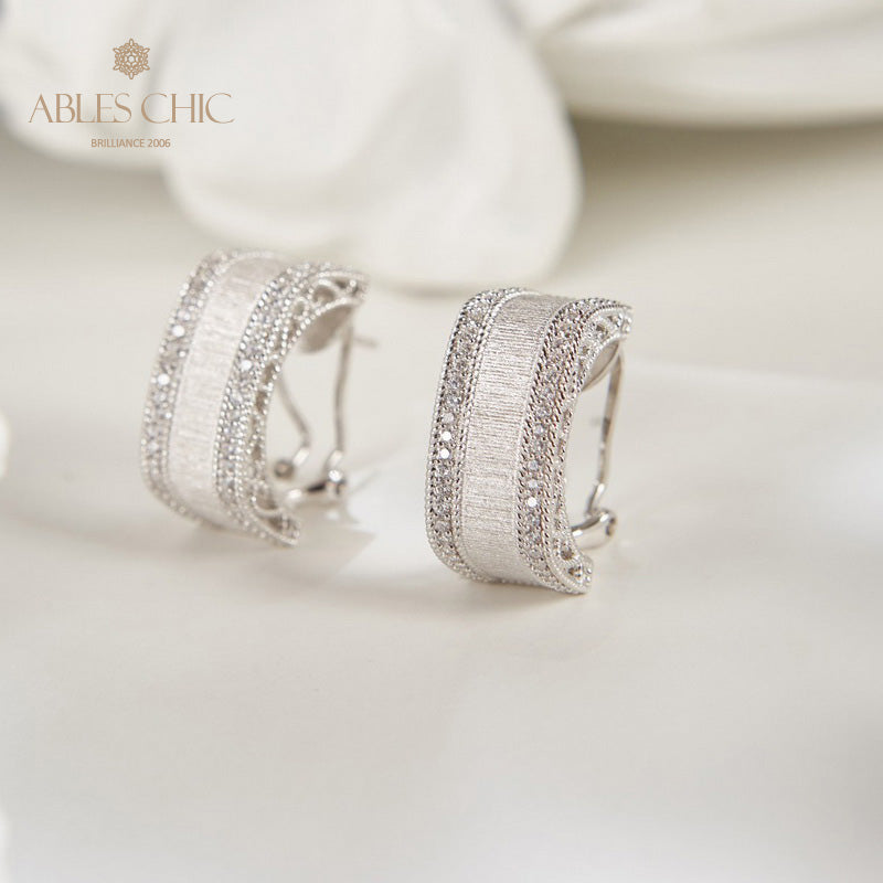 Boucles d'oreilles géométrie motif soie 6139