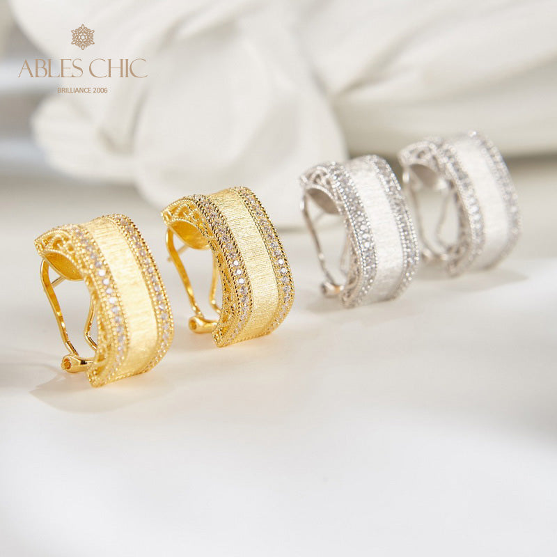 Boucles d'oreilles géométrie motif soie 6139